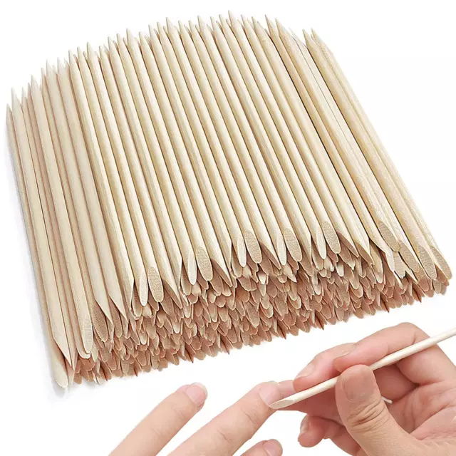 100 PCS Orange Sticks for Nails Wooden Cuticle Pusher Sticks 4.5 Inch Orange Woo