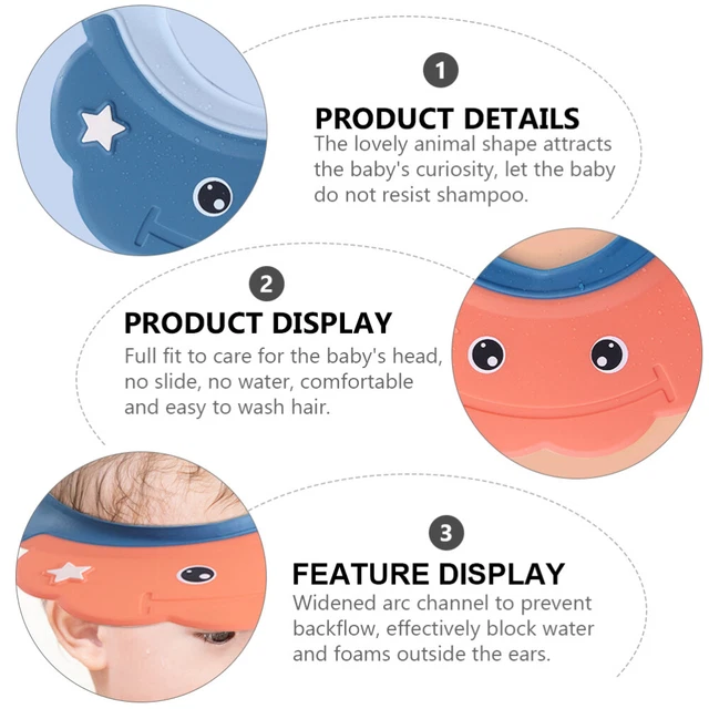 2 Pcs Polypropylene (pp) Children's Shampoo Cap Infant Bath Hat for Toddlers 2