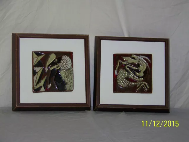 Harris Strong Listed Artist Cubist Hand Painted Art Pottery Gallery Tile "COA"