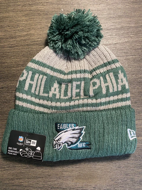NEW w/ TAG PHI Eagles NFL New Era Knit Beanie Cap W/ Pom On Field Sideline 18
