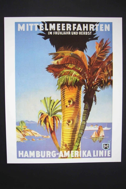 Nostalgisches Werbeplakat HAPAK Mittelmeerfahrten 30er-Jahre Farbdruck Werbemoti