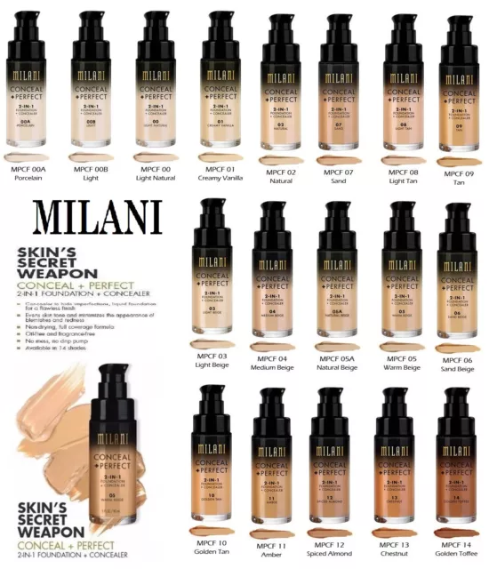 MILANI Conceal + Perfect 2 In 1 Foundation + Concealer 30ml - All Shades