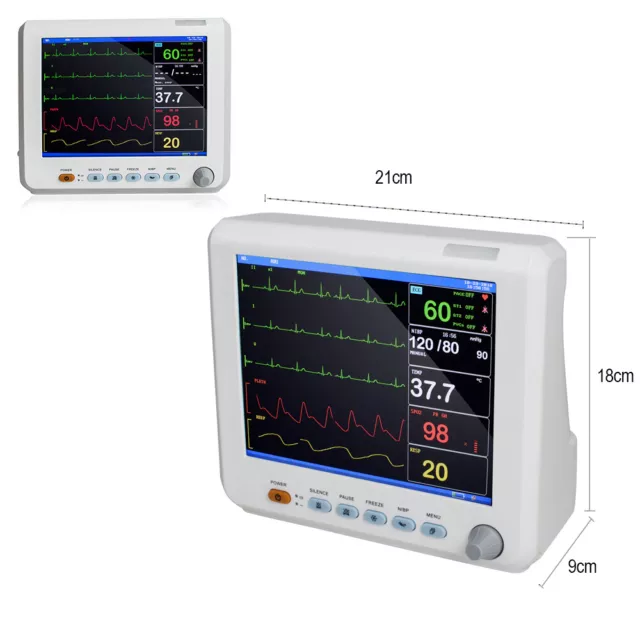 CAREJOY Patient Monitor 6-parameter NIBP RESP TEMP SPO2 PR ECG/EKG Monitor new