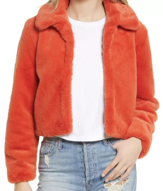 NWOT [BLANKNYC] Women's Cropped Faux Fur Jacket Orange Size L