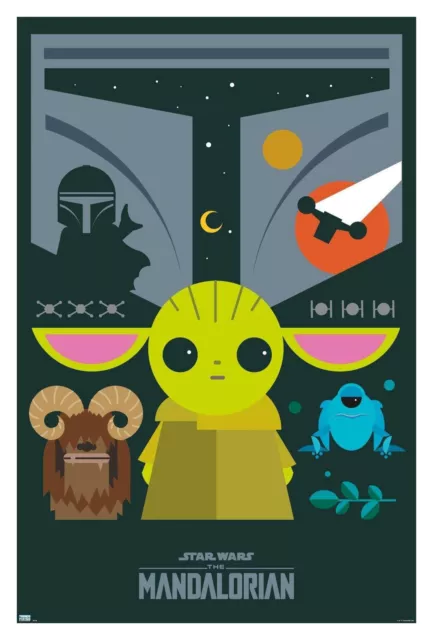 Star Wars The Mandalorian Geo Pop Group Wall Poster 22x34 Baby Yoda Child Grogu