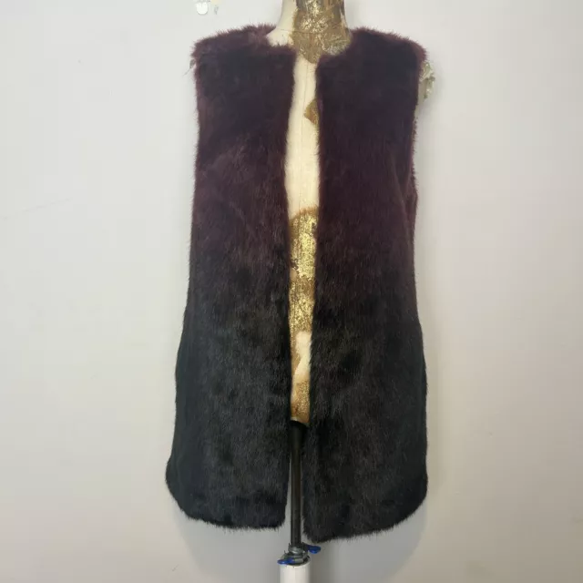 TU Faux Fur Gillet 8 Burgundy Black Sleeveless Waistcoat Winter Autumn Casual 3