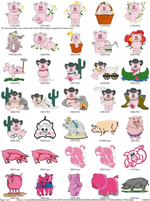 158 Pigs Farm Animals Embroidery Machine Designs Collection Pes Jef Hus Dst Exp