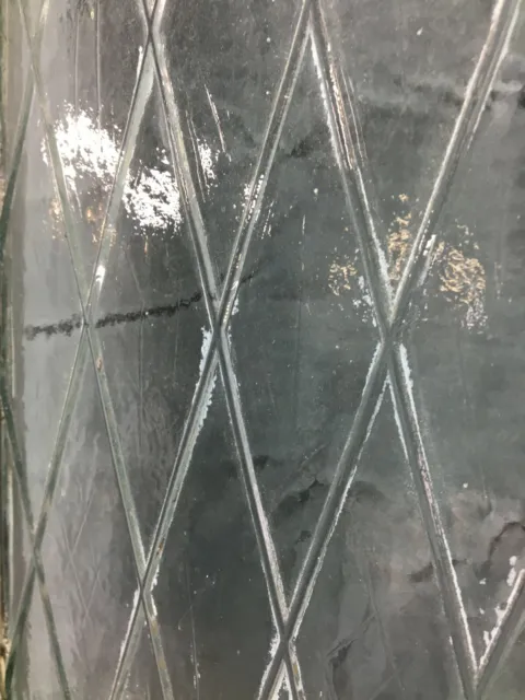Pair Antique Raised Diamond Pattern Glass 12x92 Entryway Sidelights VTG 331-22B 4