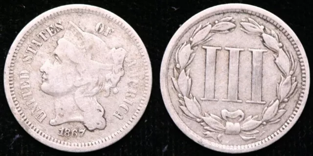 1867  Three Cent Nickel