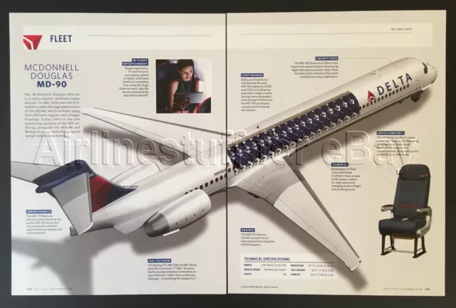 2018 DELTA AIR LINES McDonnell Douglas MD-90 jet cutaway AD airways advert