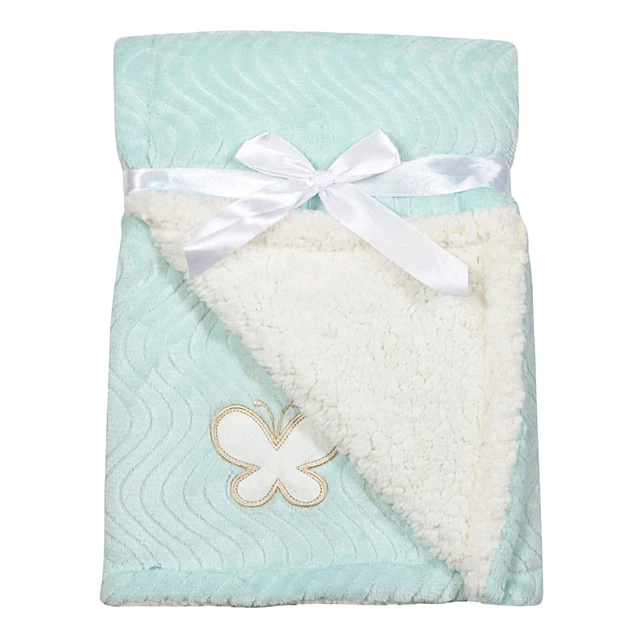 Mini Muffin ~ Bebé Niña Azul MARIPOSA Onda SUAVE Manta en Percha Linda