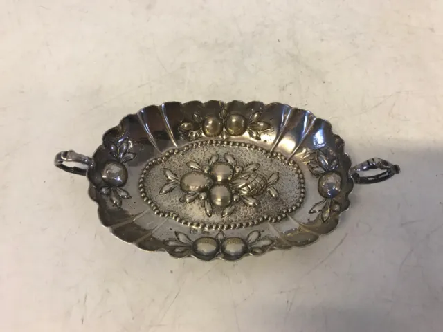 Antique German 800 Silver Repousse Small Trinket or Salt Dish