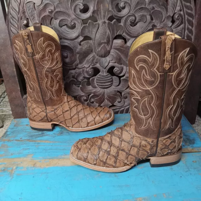 CODY JAMES EXOTIC Fish Pirarucu Cowboy Boots 10.5 D Choclate Brown ...