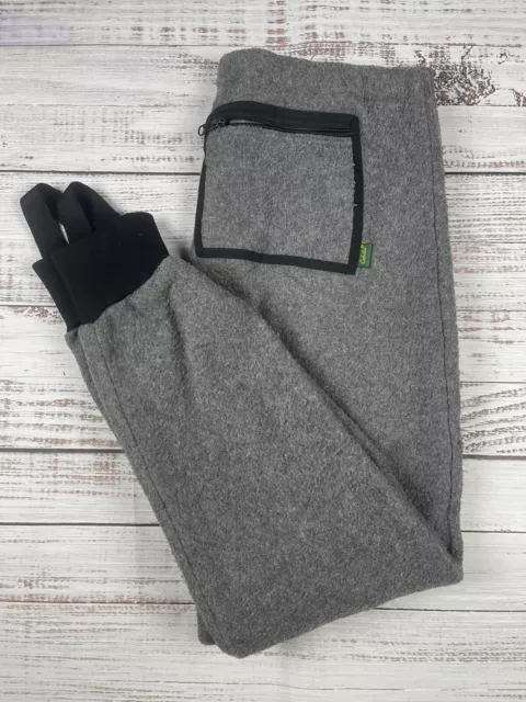 Cabelas Men's Fleece Pants M Sweats Stirrups Drawstring Gray Hunting USA
