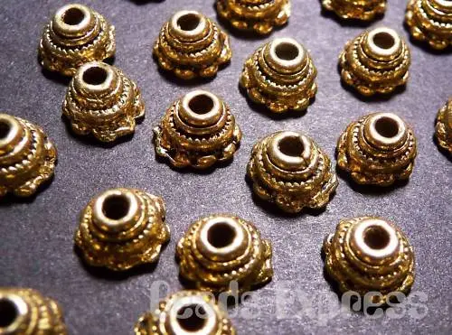 30pc 7mm Tibetan Silver Antique Gold Bead Caps Cap Jewelry Finding (JA026)