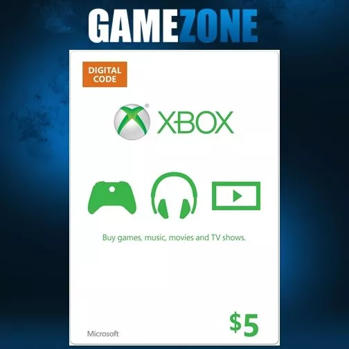 Xbox Live $5 USD USA Microsoft Gift Card Points For Xbox 360 / Xbox One