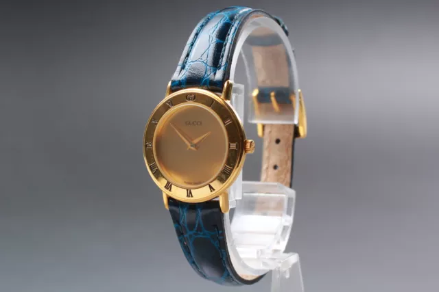 [Exc+5] Vintage Gucci 3000.2.L Gold Dial Women's Quartz Watch From JAPAN