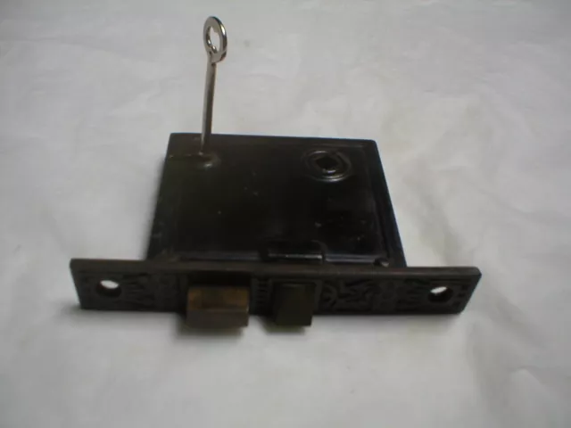 Antique Victorian Decorative Mortise Lock with Key 3