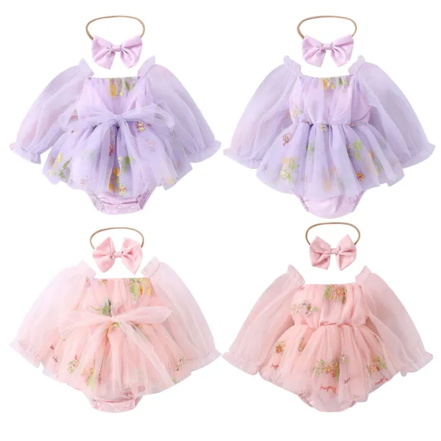 Baby Girls Tulle Tutu Romper Dress Newborn Bodysuit Party Costume Embroidery