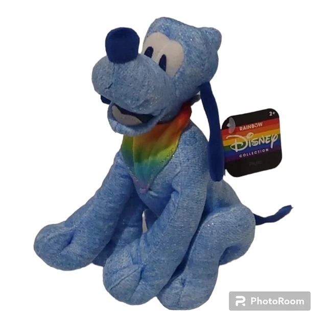 Disney Rainbow Collection Plush Pluto Dog Blue with Rainbow Bandana Disney Pride