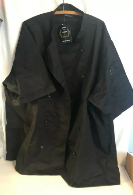 Chef Code Men's 10 Pearl Button Chef Coat Black 4XL NWT Short Sleeve