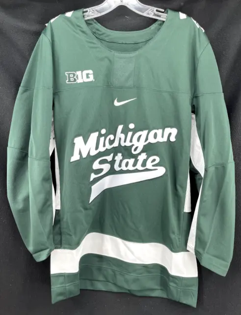 NEW Michigan State MSU Spartans Nike Green Hockey Long Sleeve Jersey Men's S