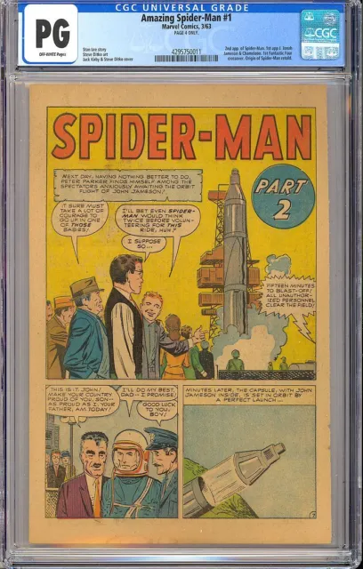 Amazing Spider-Man #1 (Page 4 Only) 2nd App Spider-Man Stan Lee Marvel 1963 CGC