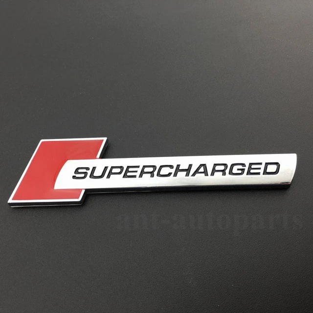 Aluminum Metal 'SUPERCHARGED' Auto Trunk Tailgate Sticker Emblem Badge