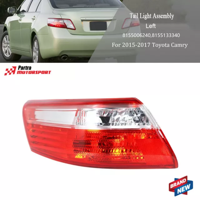 For 2007 2008 2009 Toyota Camry Tail Lights Brake Lamps Red Outer Driver LH Side