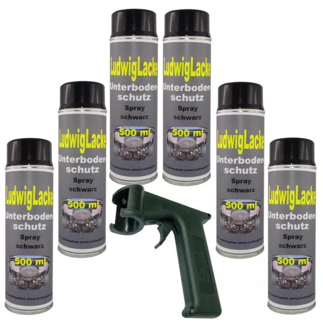 Unterbodenschutz 6 Spraydosen je 500ml schwarz Autolack  Bitumen mit Haltegriff