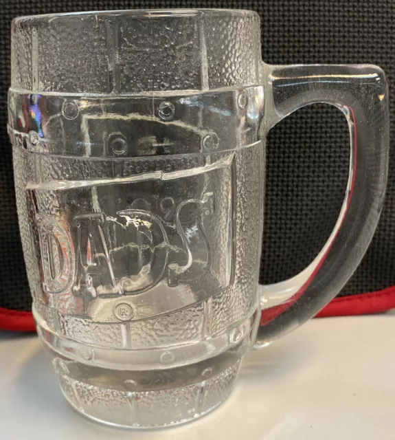 Vintage Dads Root Beer Barrel Mug Heavy Clear Glass Etched Nostalgic