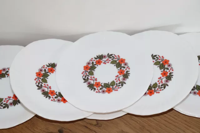 7 assiettes à dessert en arcopal vintage motifs fleurs