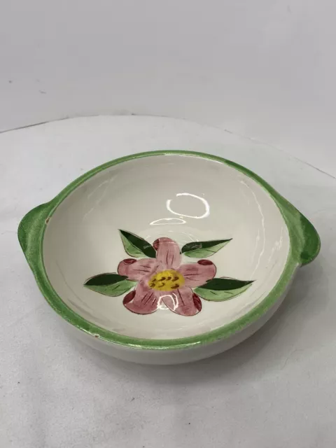 Vintage Stangl Pottery Prelude Lugged Soup Bowl 6⅛in Pink Flower Hand painted