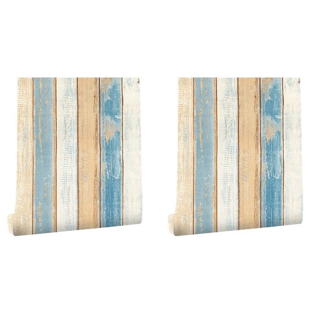 2X,6 Mt Vinilo 3D Mediterráneo Grano de Madera Papel Autoadhesivo Muebles K8X9