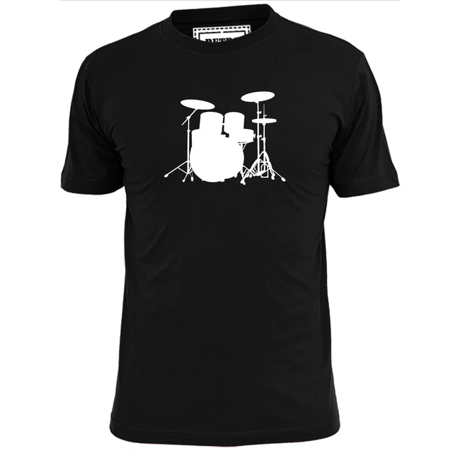 Tamburo Kit Silhouette T-Shirt Musica Rock Drummer 2