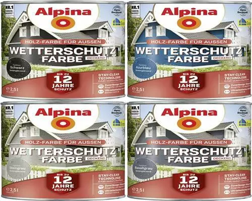 Alpina Wetterschutzfarbe Holzfarbe für außen deckend verschiedene Farben