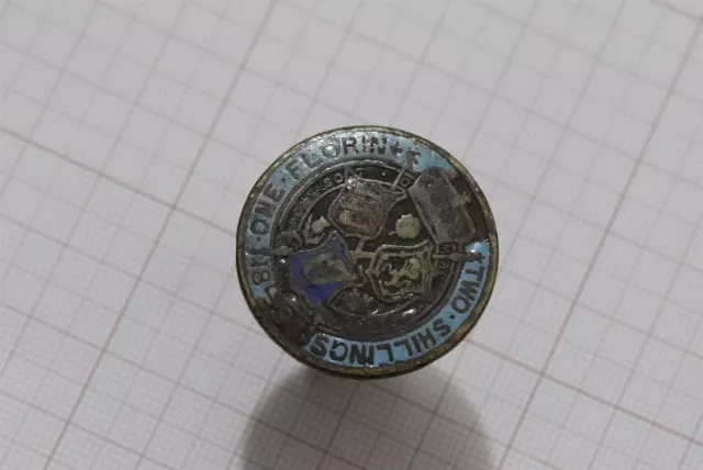 🧭 🇬🇧 Uk Gb Hand Enamelled Florin 1893 Uniface B64 #13 X44