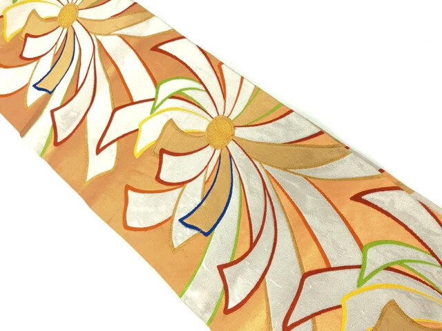 6369261: Japanese Kimono / Antique Fukuro Obi / Woven Noshi Pattern