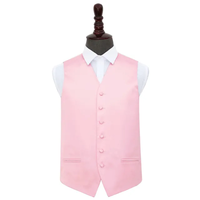 DQT Satin Plain Solid Baby Pink Formal Tuxedo Mens Wedding Waistcoat S-5XL