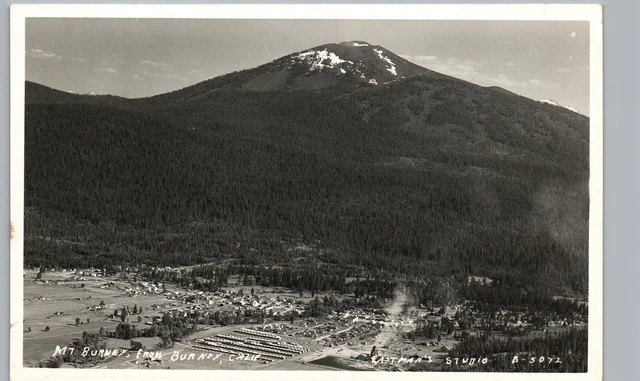 BURNEY, CA real photo postcard BIRDS-EYE-VIEW 1940s rppc california eastman mt