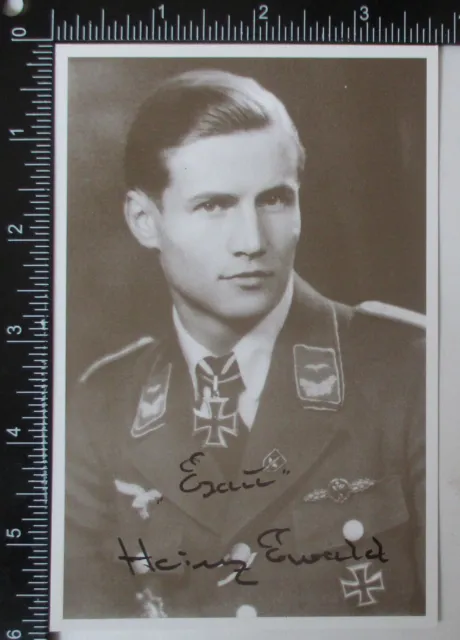 Ww2 German Luftwaffe Jg 52 Ace Knights Cross Recipient Heinz Ewald Signed Photo