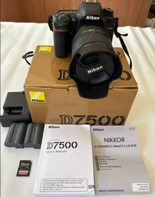Nikon D7500 with 18-300mm f/3.5-6.3G ED VR lens. Low shutter count.