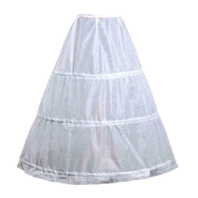 3-Hoop A-Line White Long Dress Wedding Gown Petticoat Slips Underskirt ... G5A2