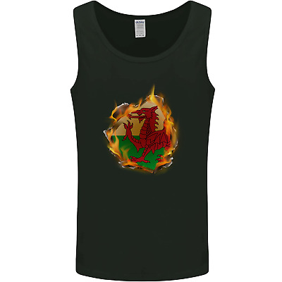 The Welsh Flag Fire Effect Wales Mens Vest Tank Top