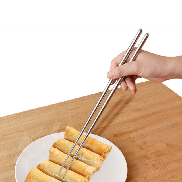 2 pares de palillos de acero inoxidable extra 14 pulgadas para cocinar freír N