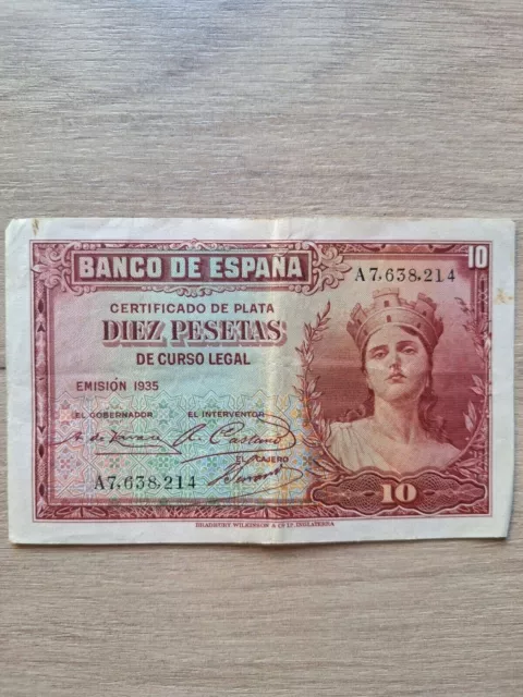Billete España - 10 Pesetas - 1935 - original - el de la foto - EBC