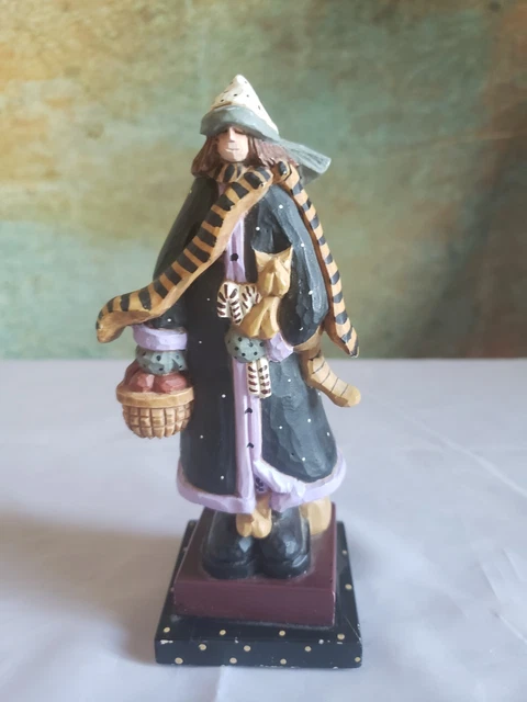 Vintage Williraye Studio Crazy Cat Lady 6" Figur 2301 Schal Korbmantel 1997