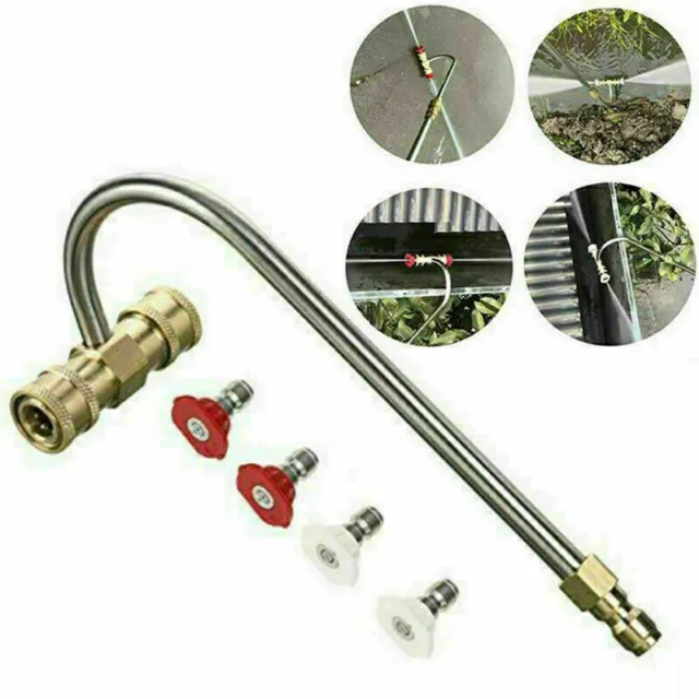 Gutter Cleaner Attachment For Pressure Washer W/ 4 Nozzles Tips 1/4" Accessory