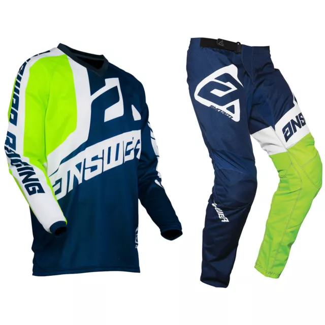 Youth Answer Syncron Motocross Hose Jersey - Voyd Midnight/Hyper Säure / Weiß