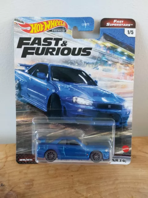 Hot Wheels Fast Furious Fast Superstars Nissan Skyline R34 GT-R GTR Premium Car